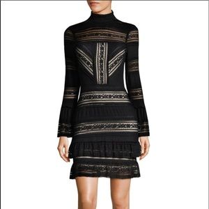 Parker Topanga sheath dress black lace ruffled size 6